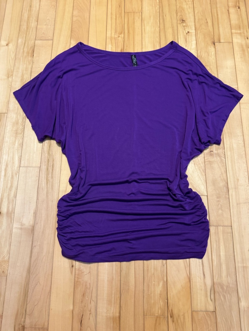 Purple Women's Dolman Sleeve Ruched Hem Top Large